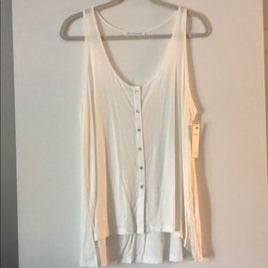 NWT White Cotton Tank with Buttons